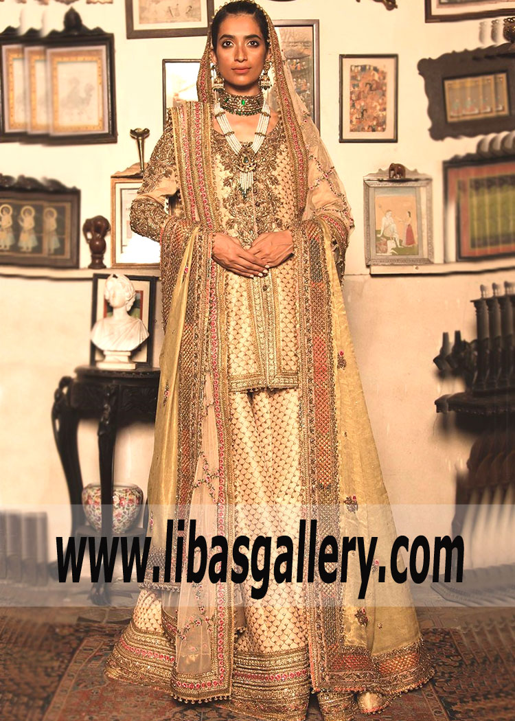 Best Pakistani Designer fahad hussain Bridal Sharara Geneva Switzerland Latest Bridal Sharara Dresses